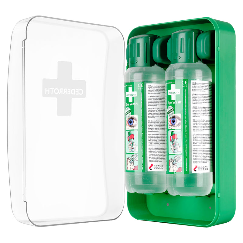 Eye Wash Cabinet | Augenduschen-Wandhalter | mit 2 x 0,5 Liter Augendusche | staub- & wassergeschützt | Cederroth 51011040