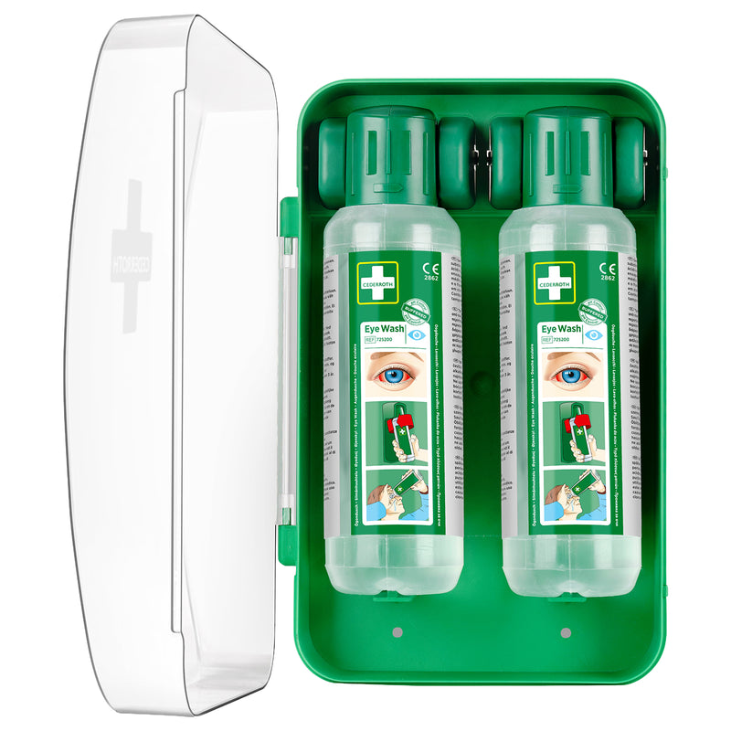 Eye Wash Cabinet | Augenduschen-Wandhalter | mit 2 x 0,5 Liter Augendusche | staub- & wassergeschützt | Cederroth 51011040
