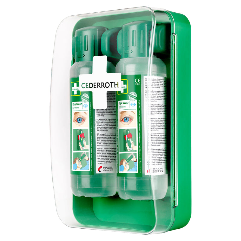 Eye Wash Cabinet | Augenduschen-Wandhalter | mit 2 x 0,5 Liter Augendusche | staub- & wassergeschützt | Cederroth 51011040