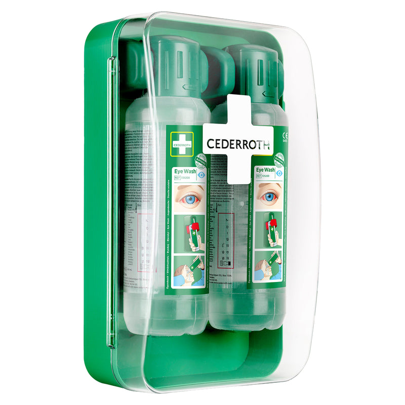 Eye Wash Cabinet | Augenduschen-Wandhalter | mit 2 x 0,5 Liter Augendusche | staub- & wassergeschützt | Cederroth 51011040