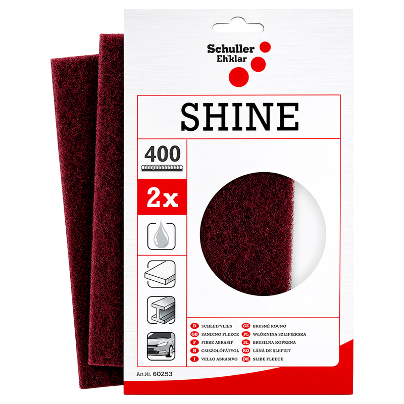 Schleif- & Poliervlies 230 × 150 mm | P280-P600 | für Reinigung & Finish | Schuller Eh’klar Shine