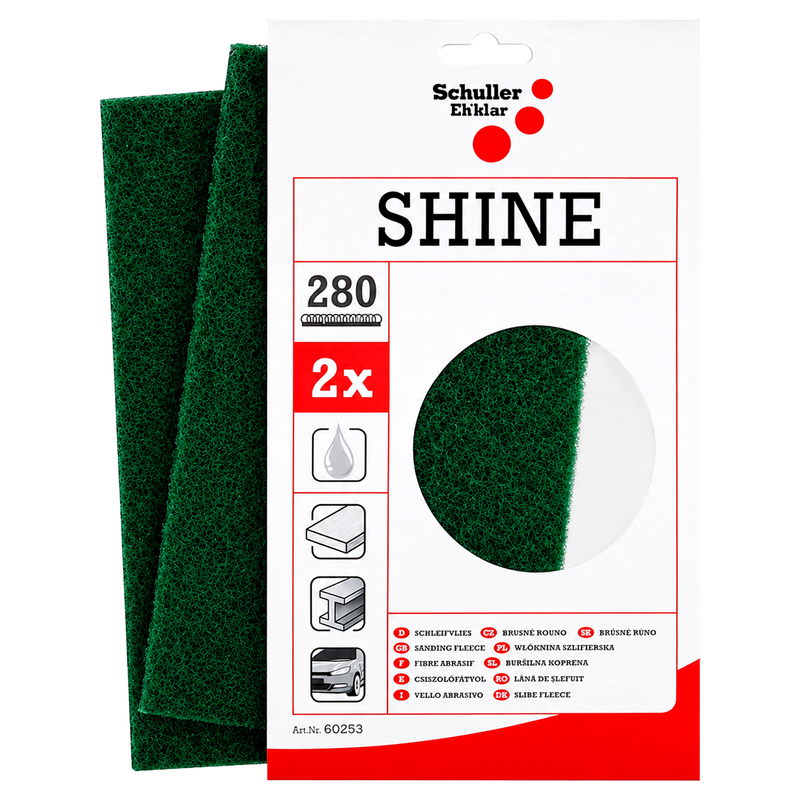 Schleif- & Poliervlies 230 × 150 mm | P280-P600 | für Reinigung & Finish | Schuller Eh’klar Shine