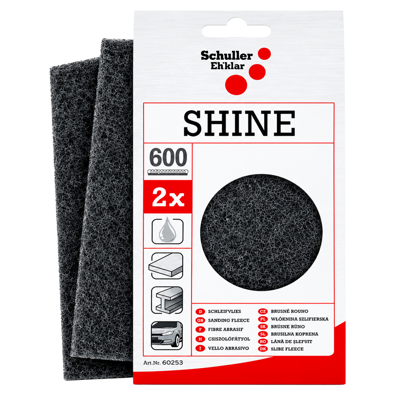 Schleif- & Poliervlies 230 × 150 mm | P280-P600 | für Reinigung & Finish | Schuller Eh’klar Shine