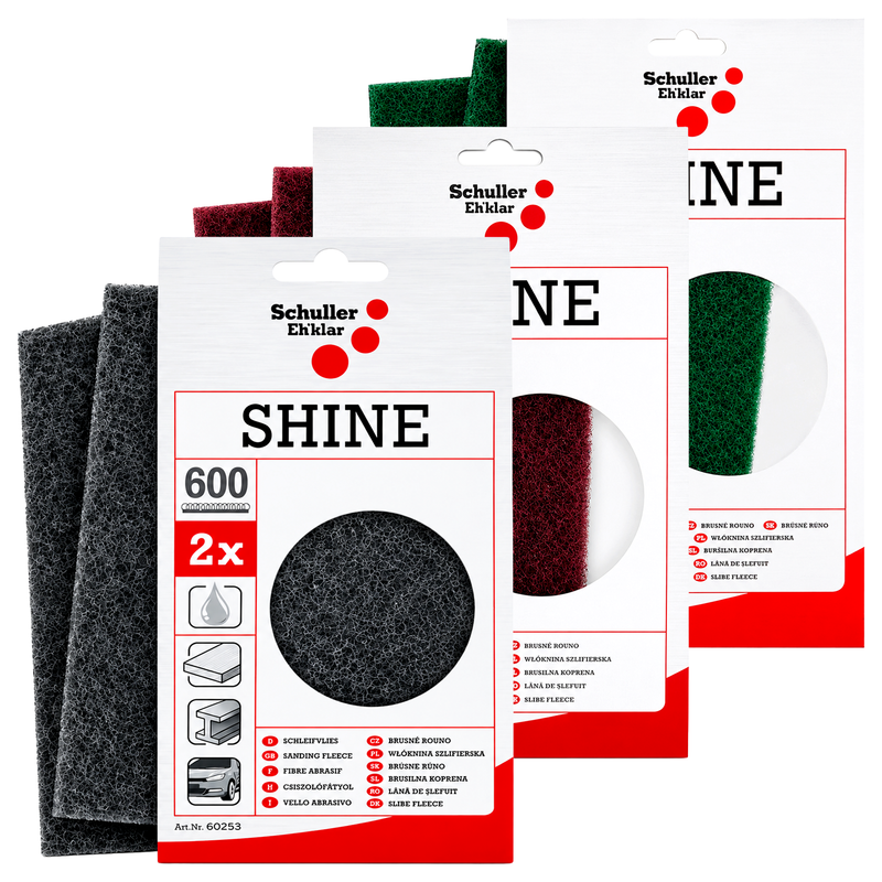 Schleif- & Poliervlies 230 × 150 mm | P280-P600 | für Reinigung & Finish | Schuller Eh’klar Shine
