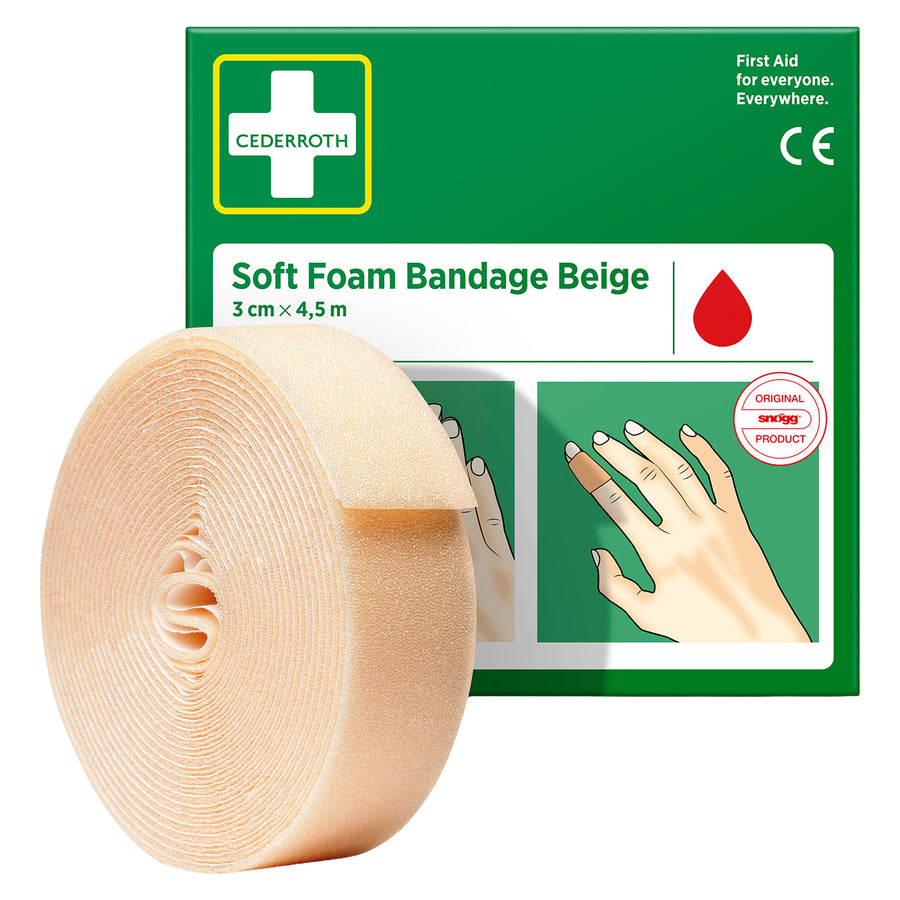 Soft Foam Bandage Beige | selbsthaftender Wundverband | 3 cm x 4,5 m | für Finger & Zehen | Cederroth 51011018