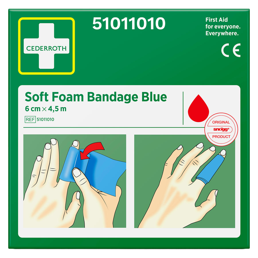 Soft Foam Bandage Blue | selbsthaftender Wundverband | 6 cm x 4,5 m | wasserfest & latexfrei | Cederroth 51011010