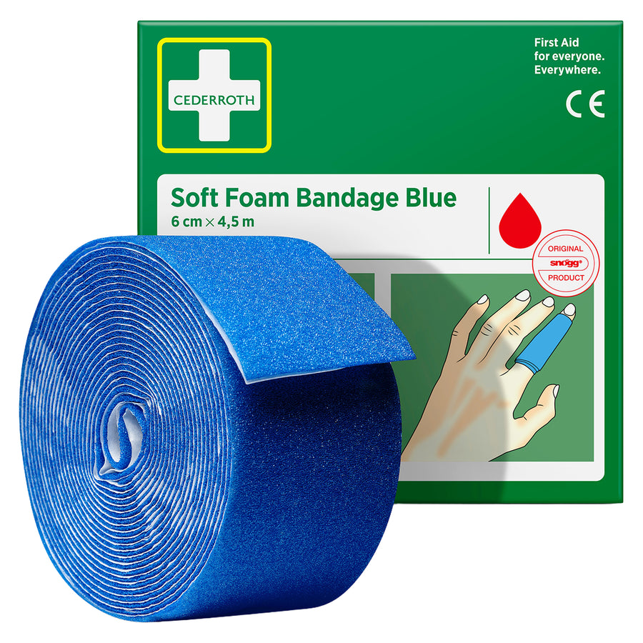Soft Foam Bandage Blue | selbsthaftender Wundverband | 6 cm x 4,5 m | wasserfest & latexfrei | Cederroth 51011010