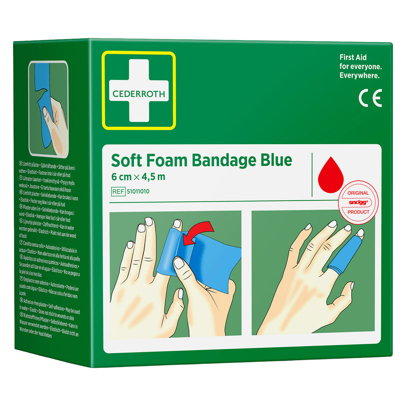 Soft Foam Bandage Blue | selbsthaftender Wundverband | 6 cm x 4,5 m | wasserfest & latexfrei | Cederroth 51011010