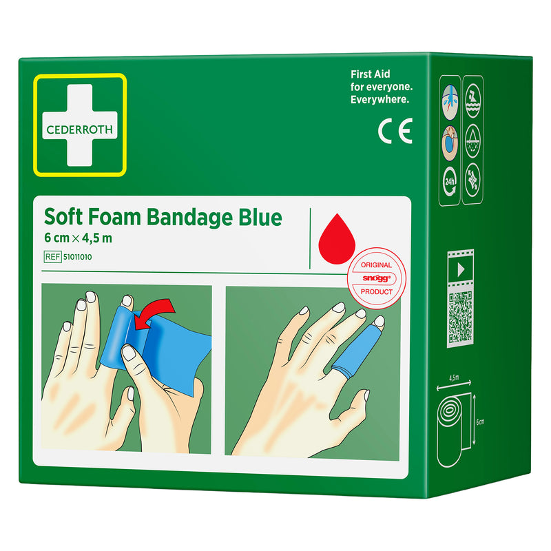 Soft Foam Bandage Blue | selbsthaftender Wundverband | 6 cm x 4,5 m | wasserfest & latexfrei | Cederroth 51011010