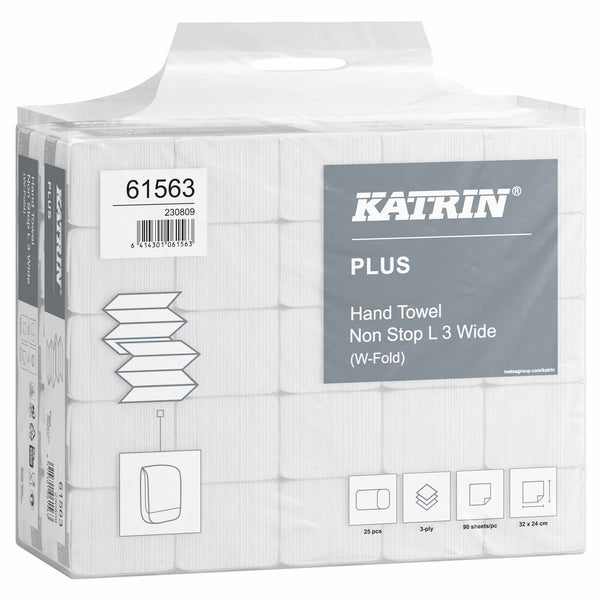 Papierhandtücher W-Falz | 3-lagig | 32 × 24 cm | Katrin 61563 | Non Stop L Wide