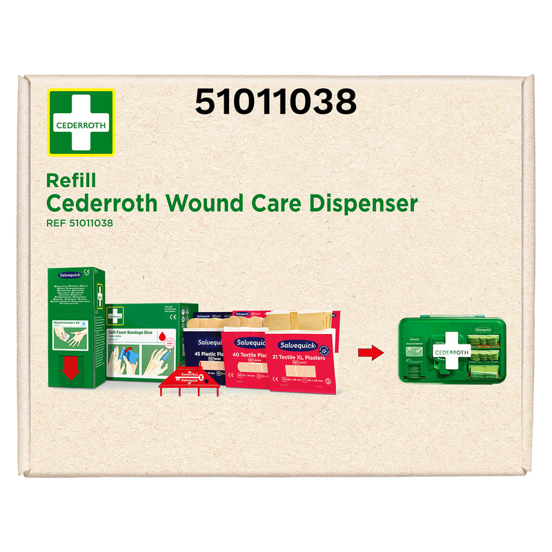 Nachfüllpaket für Wound Care Dispenser | kompletter Nachfüllsatz | Pflaster, Wundreiniger & Soft Foam Bandage | Cederroth 51011038