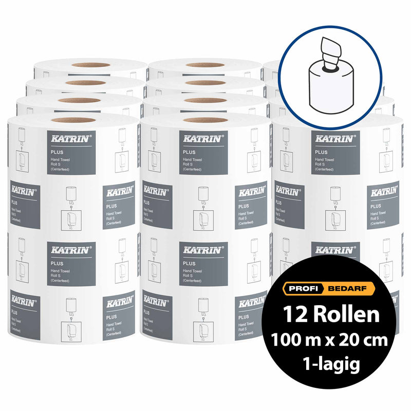 Handtuchrollen | Centerfeed | 100 m x 20,5 cm | 1-lagig | 100% Zellstoff | Katrin S1