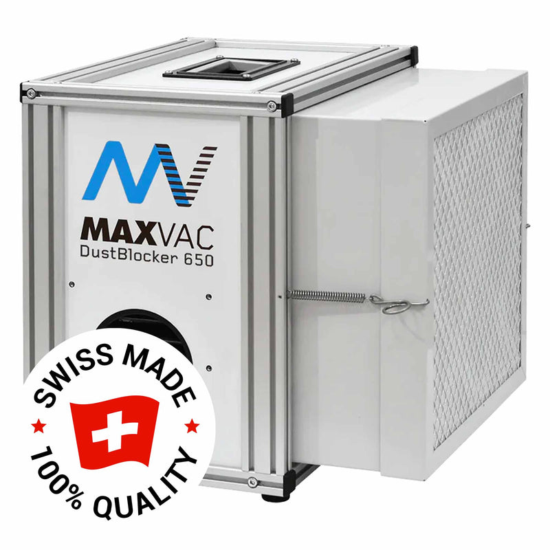 Bau-Luftreiniger Maxvac DB650 | 350 - 650 m³/h | HEPA H14 & Aktivkohle | optional mit Unterdruck