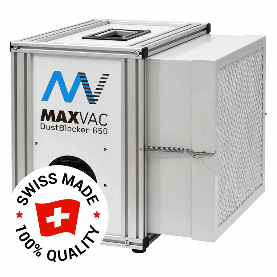 Bau-Luftreiniger Maxvac DB650 | 350 - 650 m³/h | HEPA H14 & Aktivkohle | optional mit Unterdruck