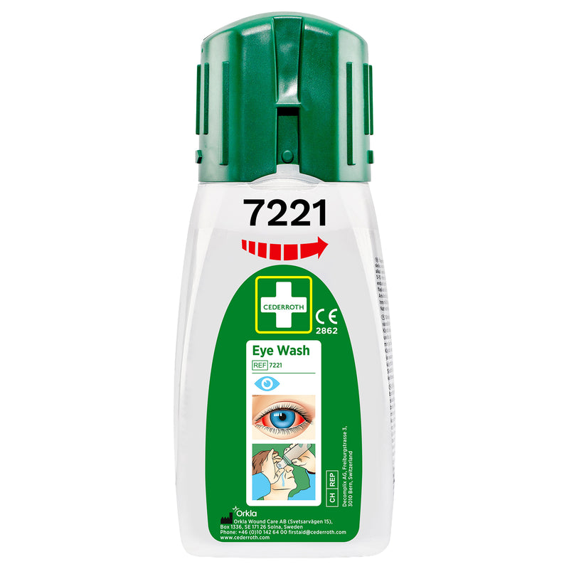 Augendusche im Taschenformat | sterile gepufferte Augenspüllösung | 235 ml | für Fremdkörper, Säuren & Laugen | Cederroth 7221