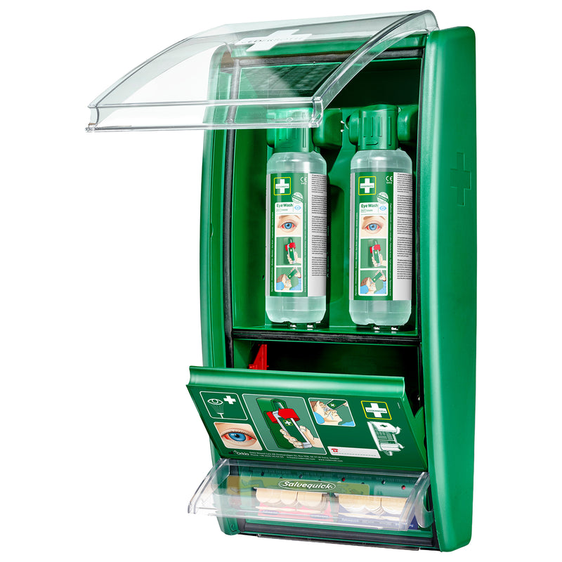 Eye Wash Station | Augenspülstation | mit 2 x 500 ml Augendusche & Pflasterspender | für Säure- & Alkalispritzer | Cederroth 721500