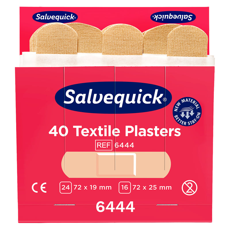 Salvequick Textilpflaster | flexible Pflaster-Nachfüllpackungen | 6 x 40 Stück – 240 Pflaster | Cederroth 6444