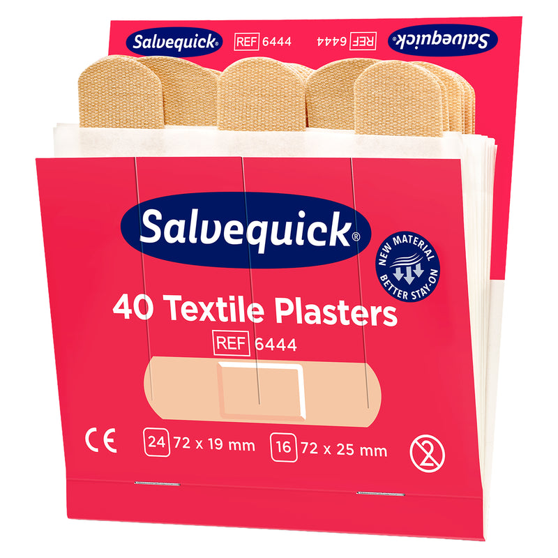 Salvequick Textilpflaster | flexible Pflaster-Nachfüllpackungen | 6 x 40 Stück – 240 Pflaster | Cederroth 6444
