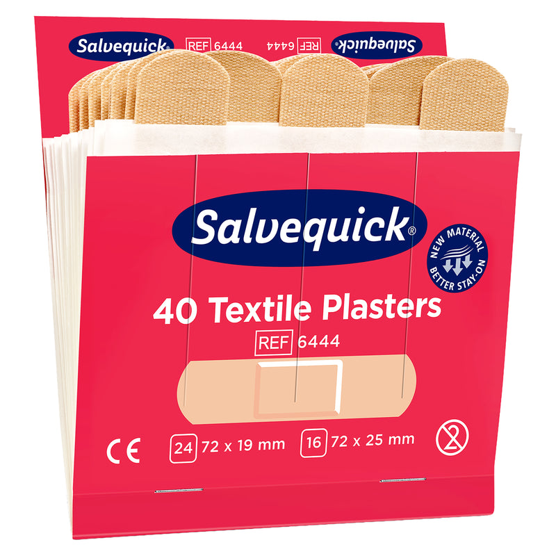 Salvequick Textilpflaster | flexible Pflaster-Nachfüllpackungen | 6 x 40 Stück – 240 Pflaster | Cederroth 6444