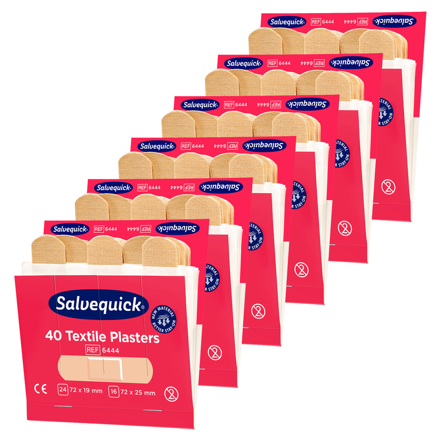 Salvequick Textilpflaster | flexible Pflaster-Nachfüllpackungen | 6 x 40 Stück | Cederroth 6444