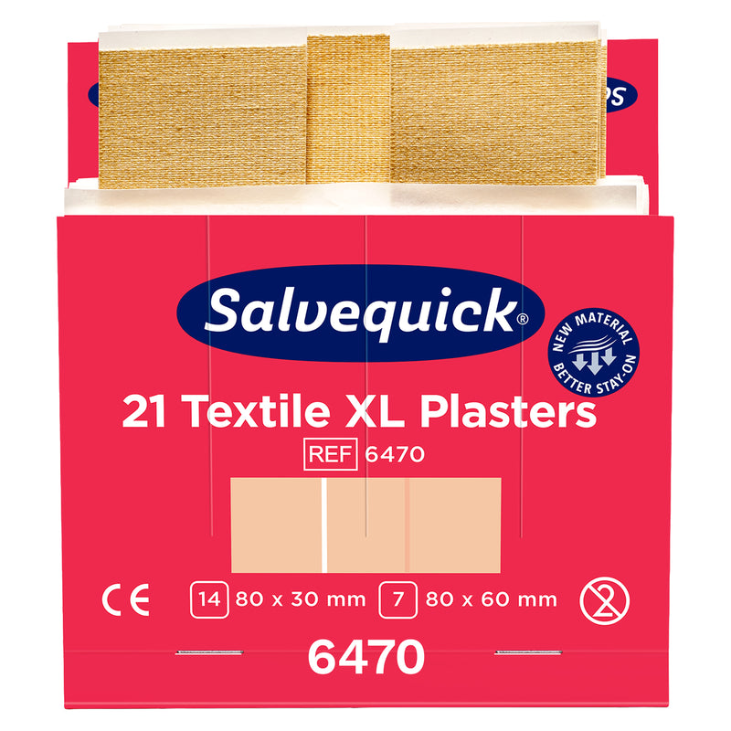 Salvequick Textilpflaster Extragross | XL Pflaster-Nachfüllpackungen | 6 x 21 Stück | Cederroth 6470