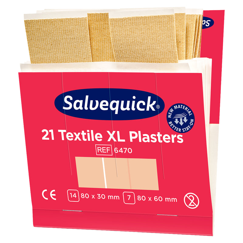 Salvequick Textilpflaster Extragross | XL Pflaster-Nachfüllpackungen | 6 x 21 Stück | Cederroth 6470