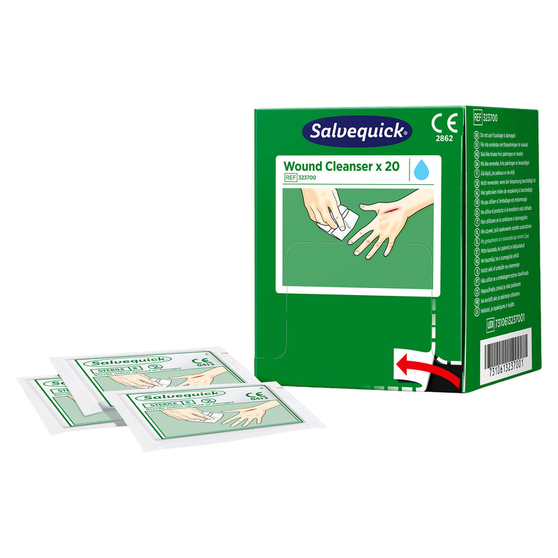Salvequick Wundreiniger | sterile Reinigungstücher | 20 Stück | für kleinere Wunden | Cederroth 323700