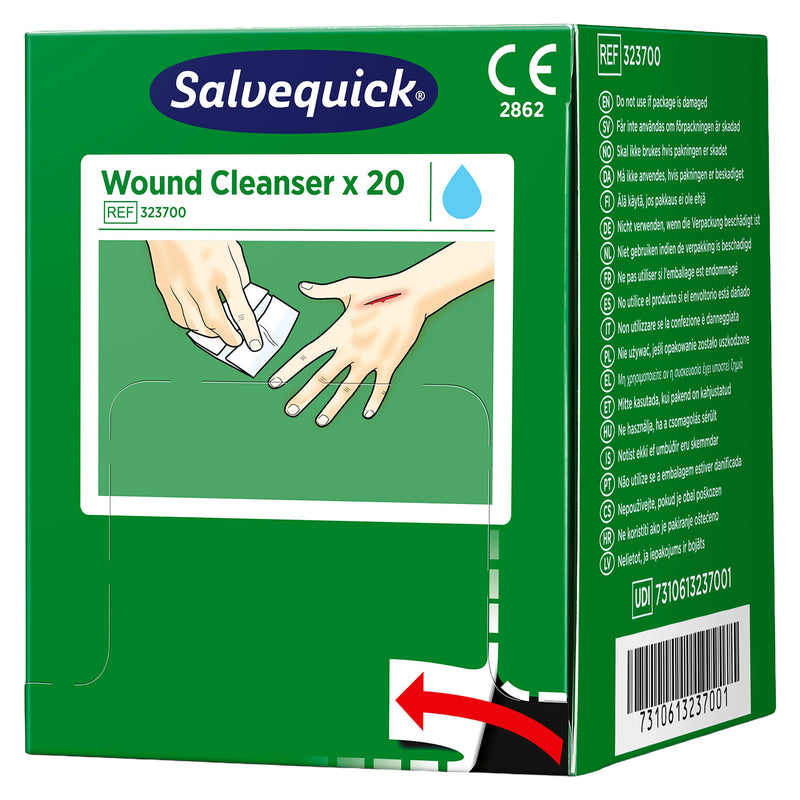 Salvequick Wundreiniger | sterile Reinigungstücher | 20 Stück | für kleinere Wunden | Cederroth 323700
