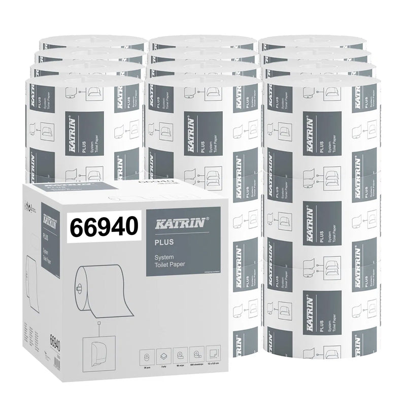 Toilettenpapier 2-lagig | 800 Blatt | 100% Zellstoff | Katrin Plus System 66940
