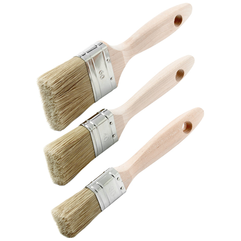 Flachpinsel-Set 30/40/60 mm | 3-teilig | Holzgriff | verzinkte Zwinge | synthetische Borsten | Schuller Eh`klar Maduro XL