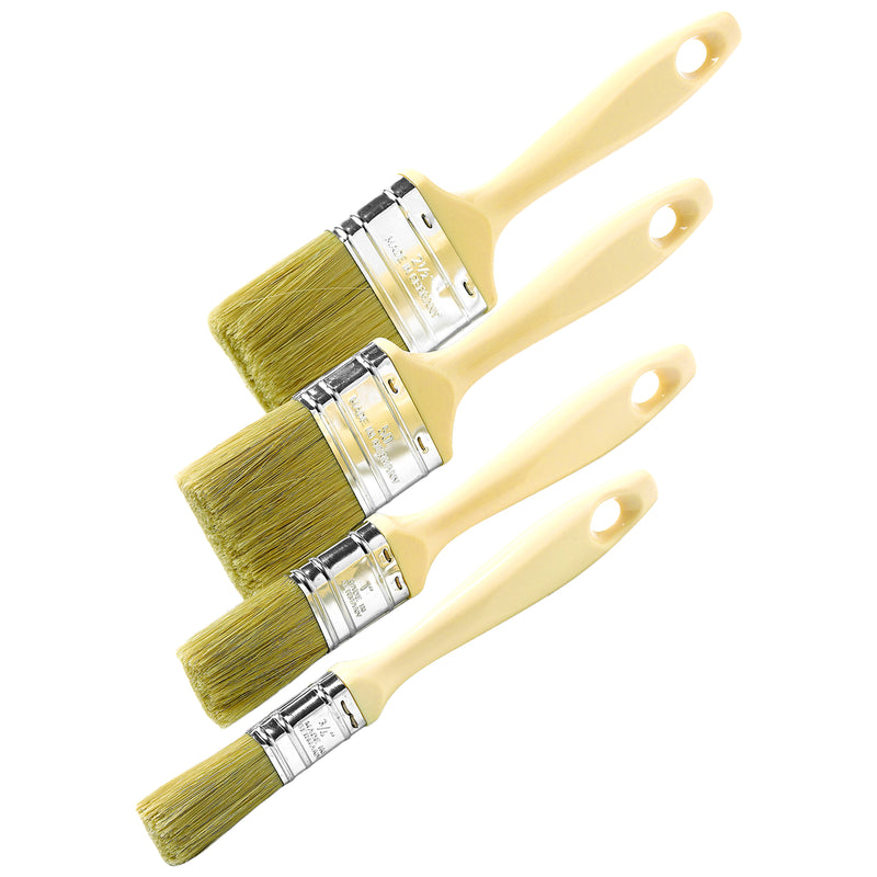 Flachpinsel-Set 20/30/50/60 mm | Stärke 14-20 mm | 4-teilig | Kunststoffgriff | verzinkte Zwinge | Borstenmix | Schuller Eh`klar Mercato L
