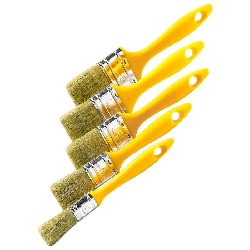 Flachpinsel-Set 20-60 mm | Stärke 12-15 mm | 5-teilig | Kunststoffgriff | verzinkte Zwinge | Borstenmix | Schuller Eh`klar Mercato M