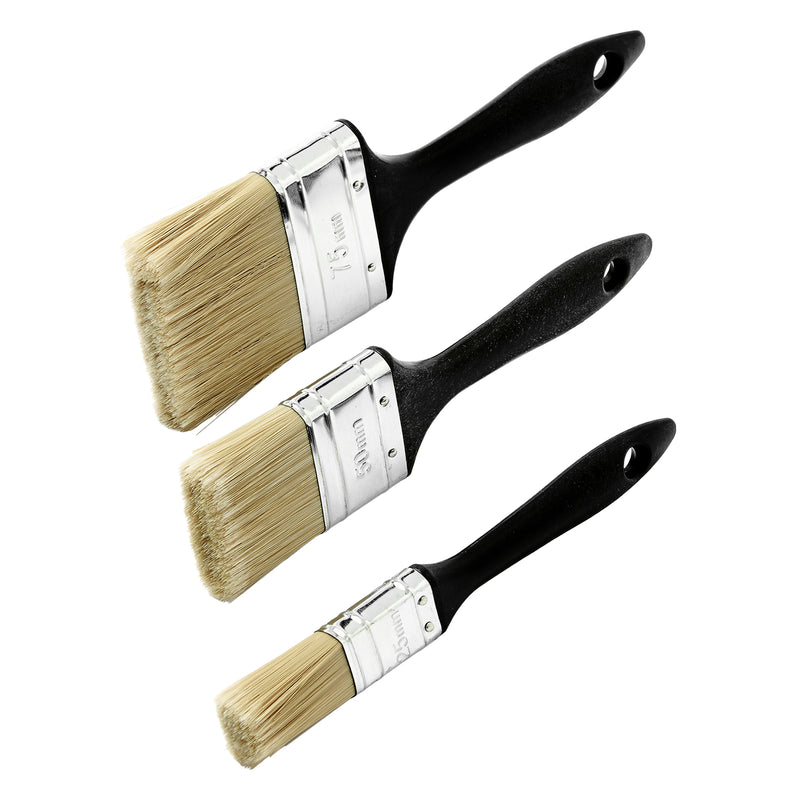 Flachpinsel-Set 25/50/76 mm | 300-teilig | Stärke M | Holzgriff | Weissblechzwinge | Borstenmix | YES