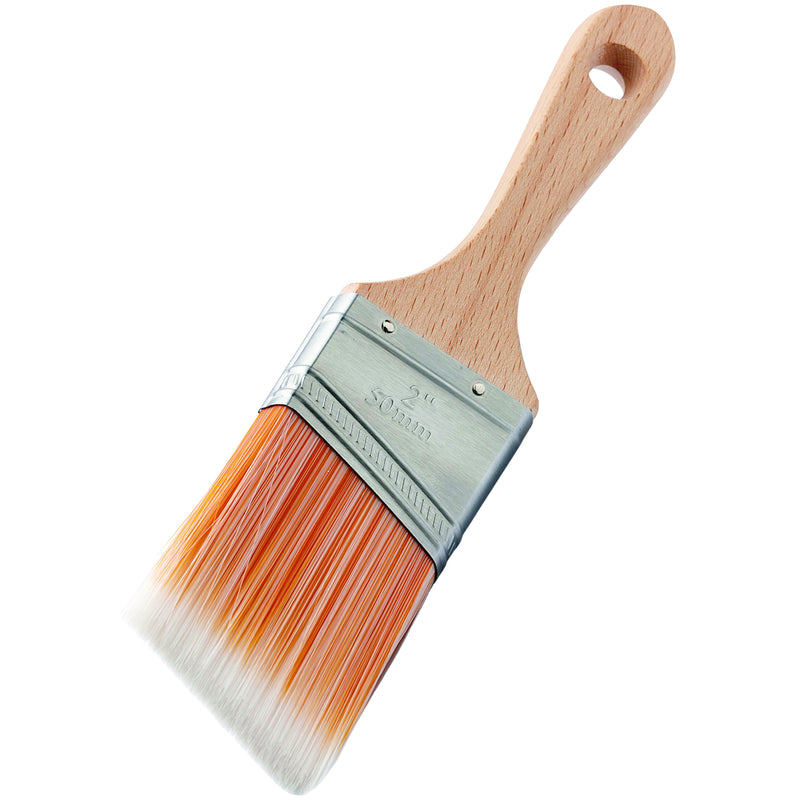 Flachpinsel abgeschrägt 50 mm | Stärke 14 mm | kurzer Holzgriff | Edelstahlzwinge rostfrei | synthetische Borsten | Schuller Eh`klar Shorty