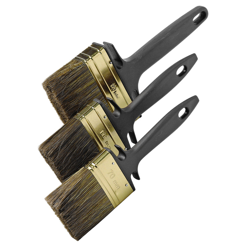 Holzschutzstreicher-Set 70/100/120 mm | 3-teilig | Kunststoffgriff | Messingzwinge | Borstenmix | Schuller Eh`klar Timber FS Pro