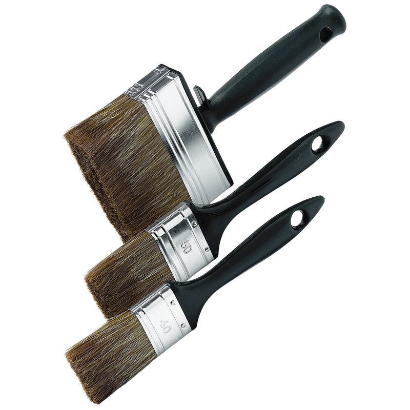 Holzschutzstreicher-Set 40/50/100 mm | 3-teilig | Kunststoffgriff | verzinkte Zwinge | Borstenmix | Schuller Eh`klar Timber FS
