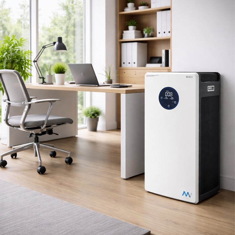 Luftreiniger MEDI 8 | für Viren, Bakterien, Pollen, Staub | 130 - 800 m³/h | HEPA-13 & UV-C | Maxvac