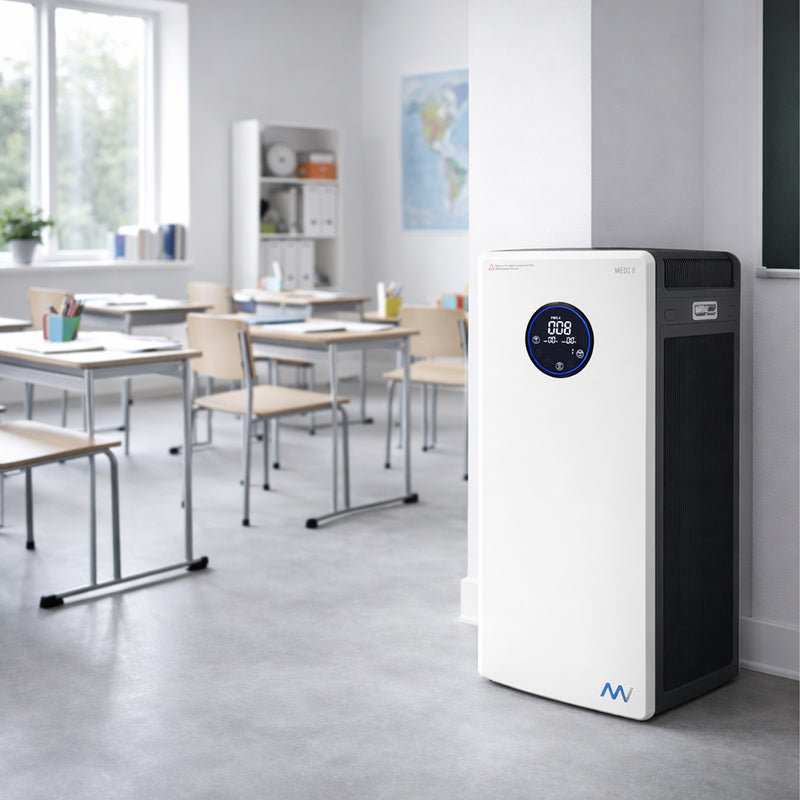 Luftreiniger MEDI 8 | für Viren, Bakterien, Pollen, Staub | 130 - 800 m³/h | HEPA-13 & UV-C | Maxvac
