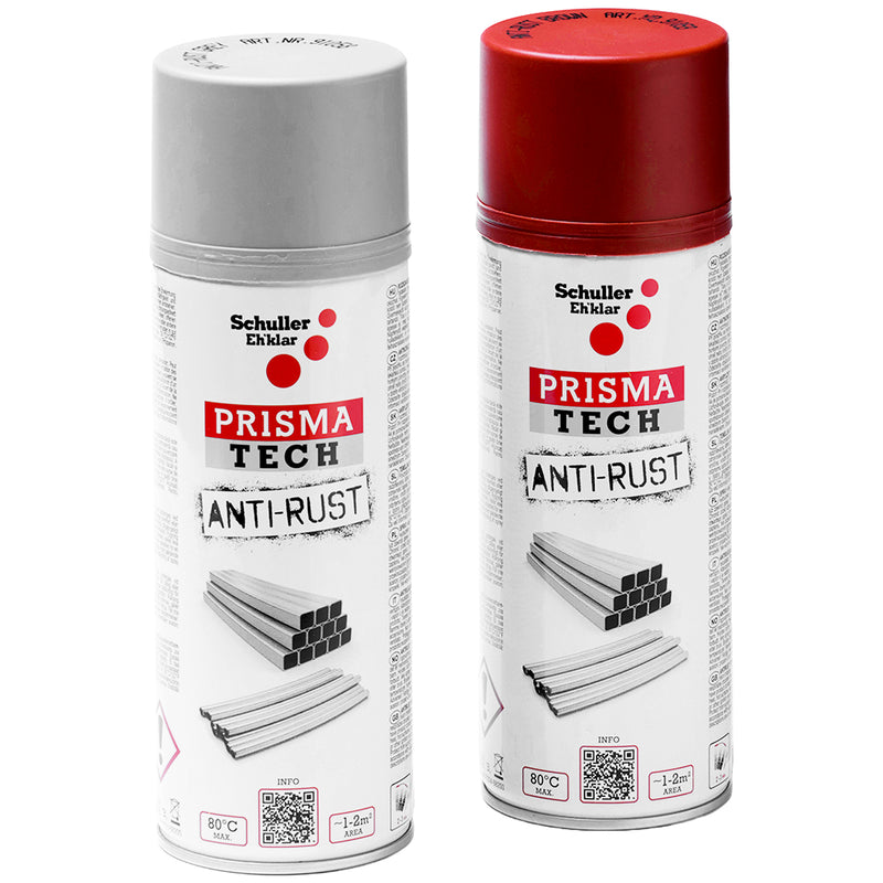 Rostschutzspraydosen Prisma Tech Anti Rust | grau & rotbraun | 400 ml | 80°C | Korrosionsschutz | Schuller Eh`klar
