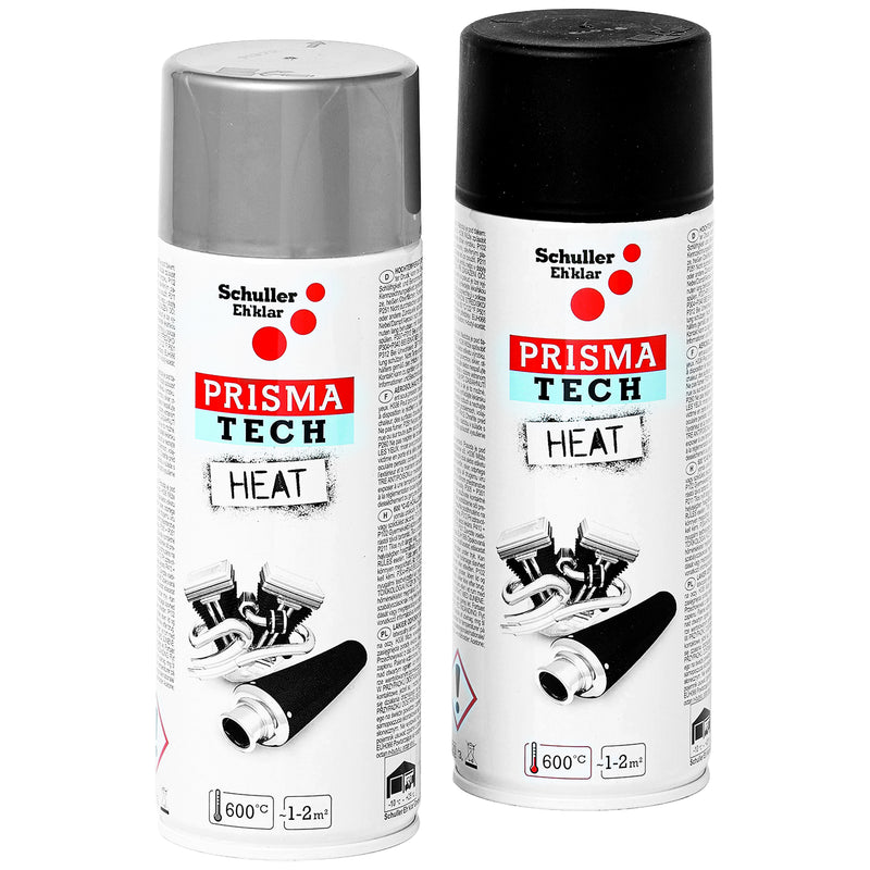 Lackspraydosen Prisma Tech Heat | silber & schwarz | 400 ml | hitzebeständig 600°C | Schuller Eh`klar
