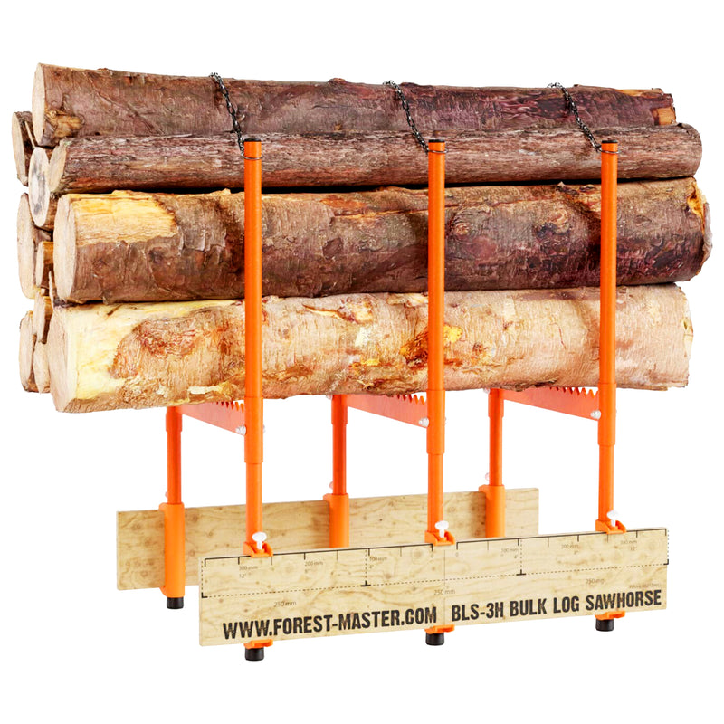 Sägebock aus Metall | bis 250 kg | klappbar | mit Fixierketten | Forest Master BLS-3H