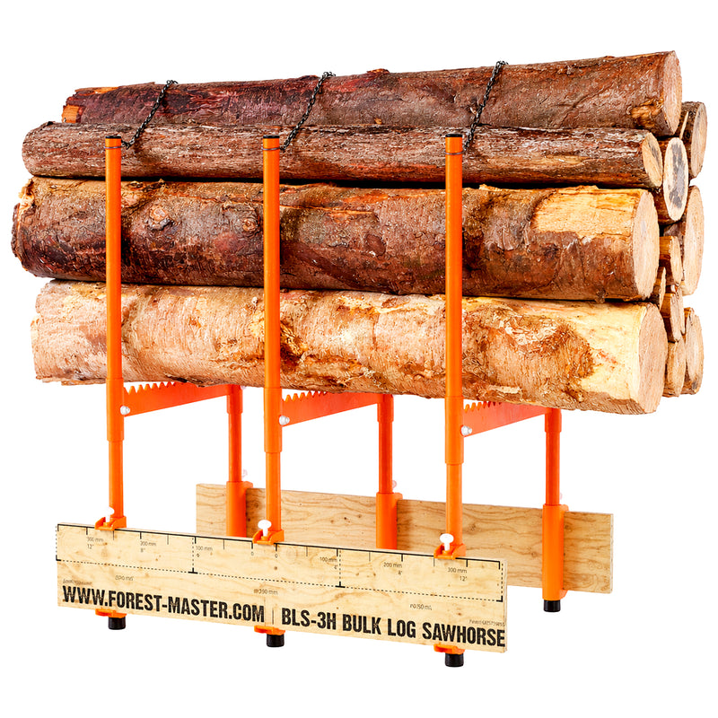 Sägebock aus Metall | bis 250 kg | klappbar | mit Fixierketten | Forest Master BLS-3H