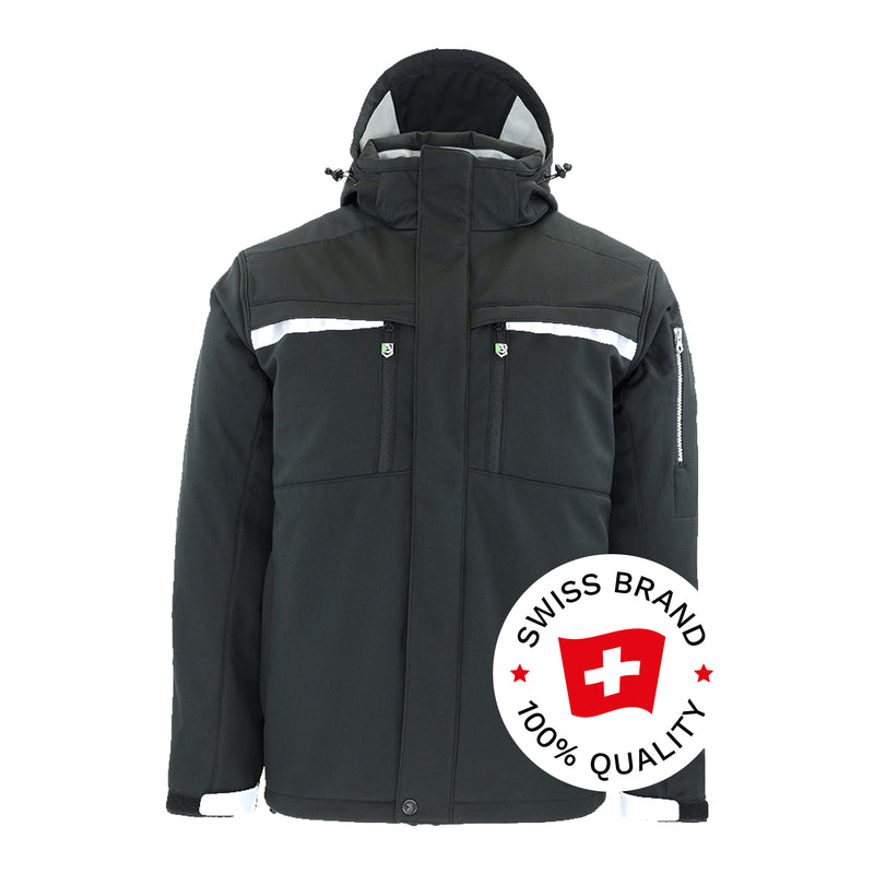 Bormio Spirit Birger, Schwarz/Silber, Front mit Swiss-Brand-Button