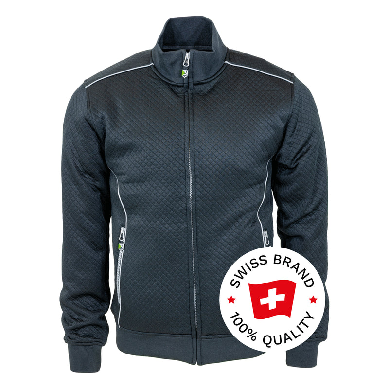 Bormio Spirit Elva, Sweatjacke Schwarz, Front mit Swiss-Brand-Button