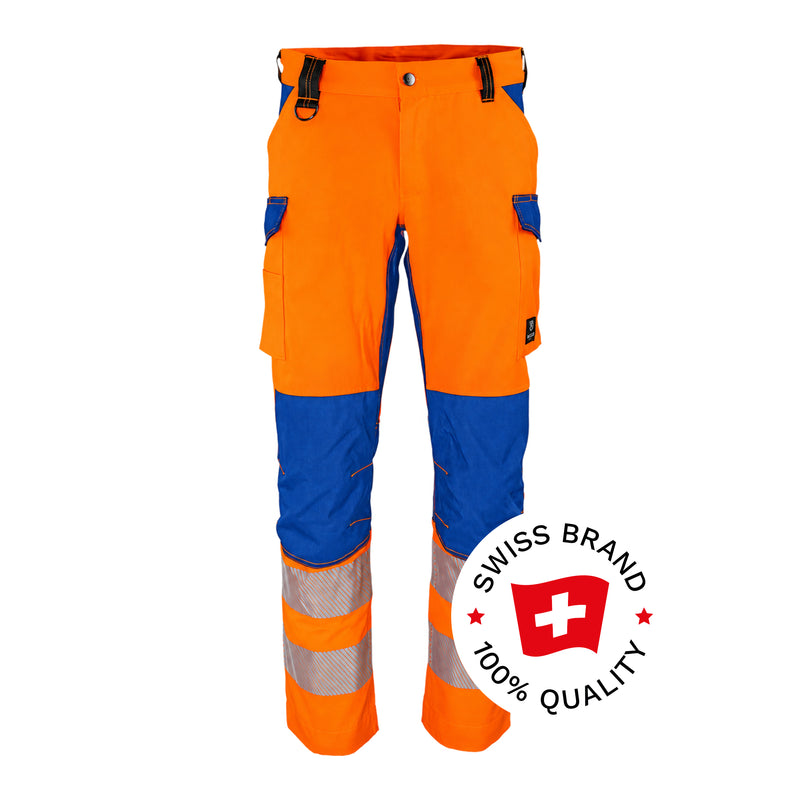 Bormio Safety Generoso SL72, HiVis Orange/Royalblau, Front mit Swiss-Brand-Button