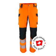 Bormio Safety Generoso SL72, HiVis Orange/Schwarz, Front mit Swiss-Brand-Button