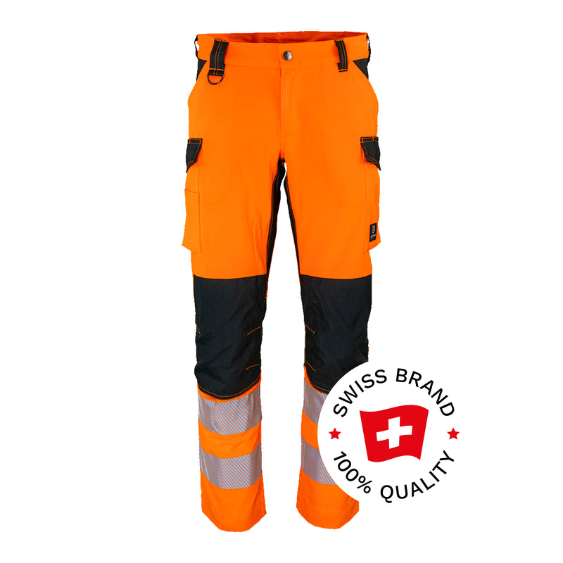 Bormio Safety Generoso SL72, HiVis Orange/Schwarz, Front mit Swiss-Brand-Button