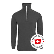 Bormio Spirit Kimm, Rollkragenshirt Dunkelgrau, Frontalansicht mit Swiss-Brand-Button
