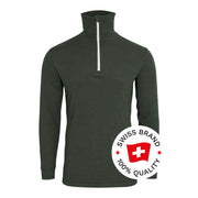 Bormio Spirit Kimm, Rollkragenshirt Dunkelgrün, Frontalansicht mit Swiss-Brand-Button