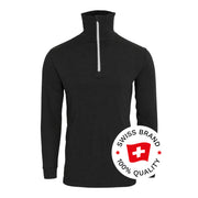 Bormio Spirit Kimm, Rollkragenshirt Schwarz, Frontalansicht mit Swiss-Brand-Button